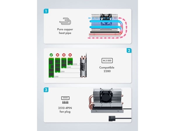 Graugear radiator til M.2 SSD med vifte (G-M2HP04-F)