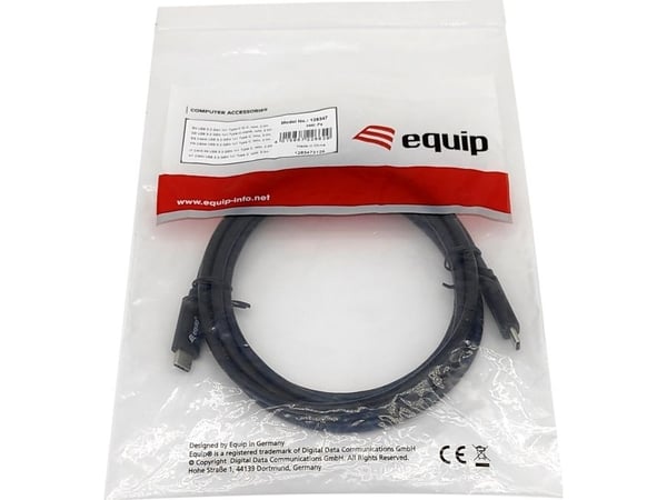 Equip 128347, 2 m, USB C, USB C, USB 3.2 Gen 1 (3.1 Gen 1), 5 Gbit/s, Sort