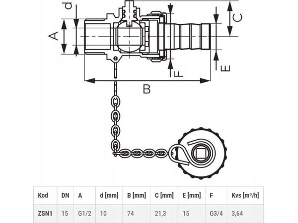 Ferro DRENE KULEKRAN GZ1/2", SKUD F-KOMFORT