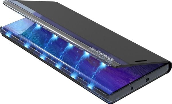 Hurtel New Sleep Case-deksel med klaff og stativfunksjon for Samsung Galaxy S22+ (S22 Plus) blå