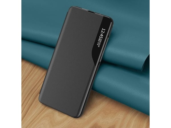 Eco Leather etui elegant med flip og stativfunksjon for Samsung Galaxy S22 + (S22 Plus) - blå