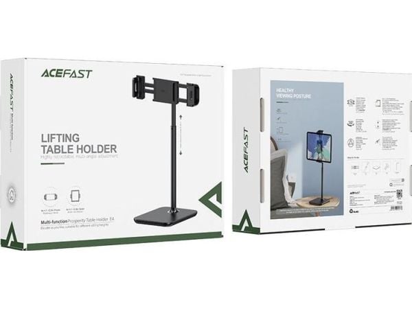Acefast teleskopisk holder for telefon og nettbrett 135–230 mm til skrivebord 360° svart (E4 black)