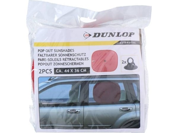 Dunlop solskjerm/rullegardin til bil 2 stk (rød)