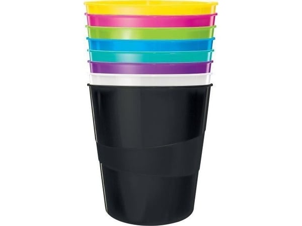 Esselte-Leitz LEITZ papirkurv WOW, laget av plast, 15 liter, gul rund, høyglans, integrert bærehåndtak, glatt innside - 1 stk (5278-10-16)
