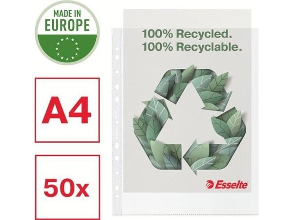 Esselte 627494, 210 x 297 mm (A4), Läpinäkyvä, Polypropeeni (PP), Maisema/Muotokuva, Yläreuna, 0,07 mm
