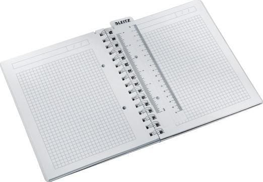 Leitz WOW - Anteckningsblock - trådbunden - A5 (148 x 210 mm) - 80 ark / 160 sidor - fyrkantig - 2 hål - vit - polypropylen (PP)