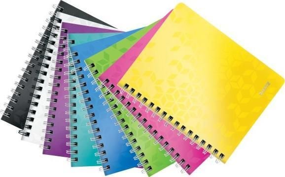 Leitz muistikirja kierteellä PP WOW A5 ruutu, Yksivärinen, Valkoinen, A5, 80 arkkia, 80 g/m², Neliöpaperi