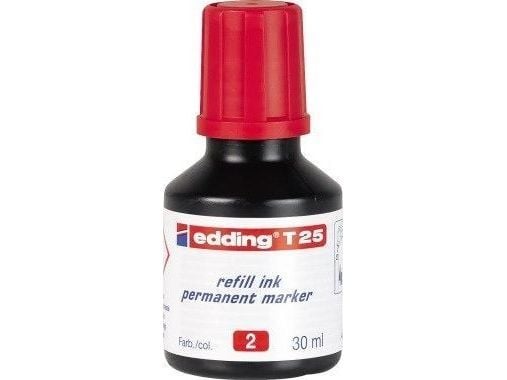 Edding T25, Rød, 30 ml, Edding No.1, 21, 22, 25, 400, 500, 550, 800, 850, 3000, 3300, 1 stykker