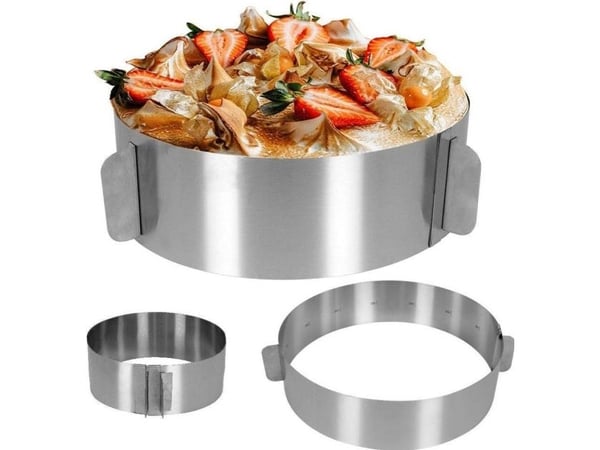 La Cucina justerbar rund form til kaker, uttrekkbar ring i stål 16–30 cm
