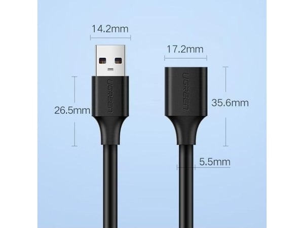 UGREEN USB 3.0 -jatkojohto 1,5m (musta)