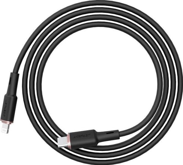 Acefast MFI USB Type C til Lightning-kabel 1,2 m, 30 W, 3 A - svart (C2-01 black)