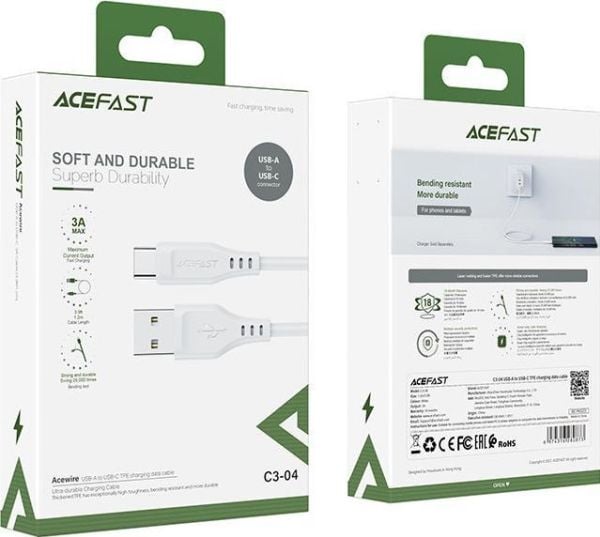 Acefast USB-A til USB-C-kabel 1,2 m hvit (6974316280873)