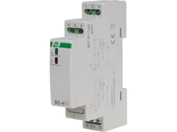 1P 16A 230V AC bistabiili rele 160A/20ms muistilla BIS-411M-LED