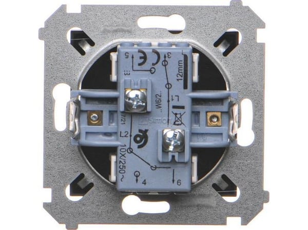 Kontakt-Simon Simon 54 kaksoiskytkin (moduuli) 10AX 250V ruuviliittimet musta matta DW6/2.01/49