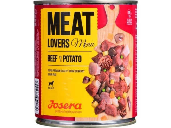Josera Meatlovers Menu Naudanlihaa ja perunoita koiran märkäruoka 800g