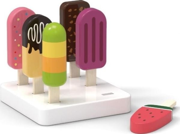Viga Toys trä-isklotsar på pinne med stativ 6 st.