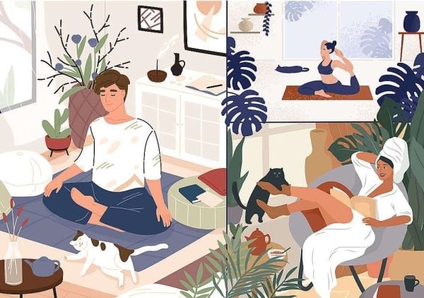 Trefl Puzzle 1000 Mielenrauha Rajoittamaton Fit Teknologia, jooga, kahvi ja kissat oikeus