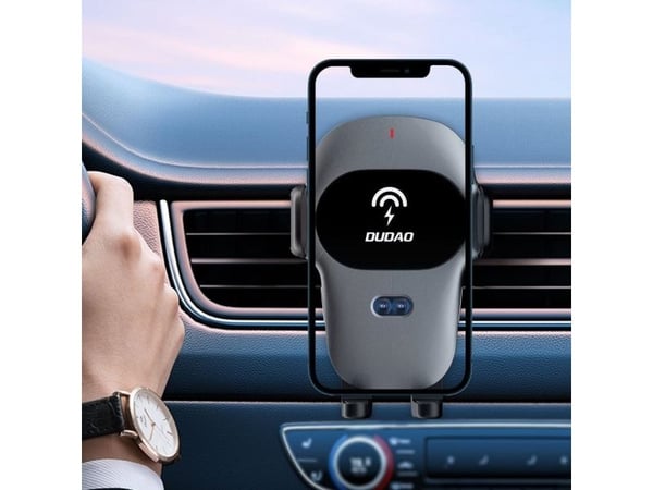 Dudao bilholder med innebygd trådløs lader Qi 15W grå (F20xs)