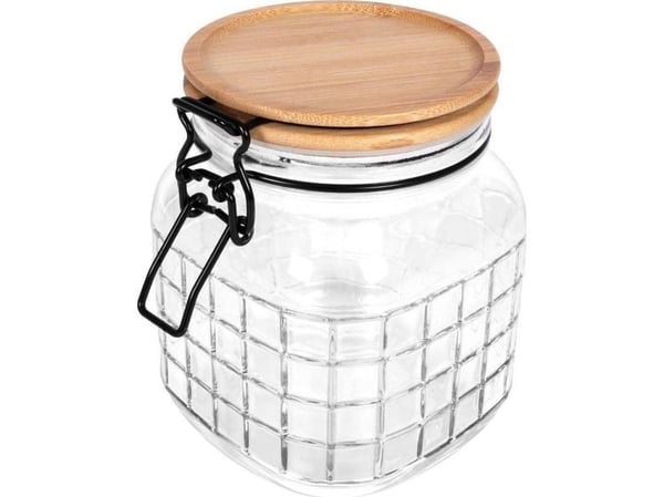 Excellent Houseware glasskrukke med bambuslokk og patentklemme, tett med pakning 1,1 l
