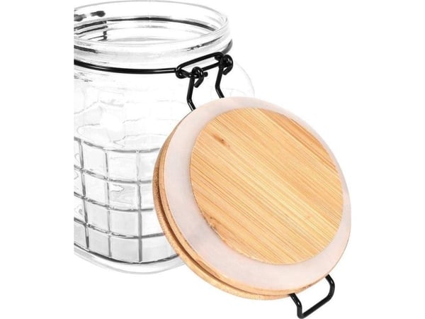 Excellent Houseware glasskrukke med bambuslokk og patentklemme, tett med pakning 1,1 l