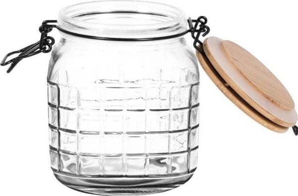 Excellent Houseware glasskrukke med bambuslokk og patentklemme, tett med pakning 1,1 l
