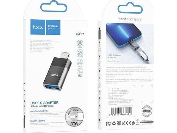 USB-adapter Hoco UA17 USB-A till Lightning, svart