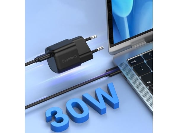 Choetech GaN USB Type C PD verkkovirtalaturi 30W musta (PD5007)