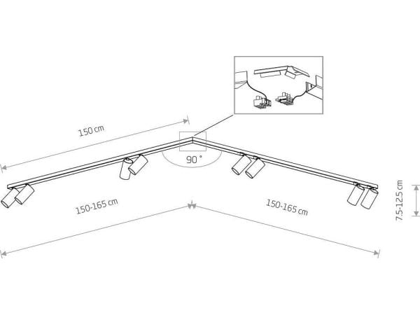 Nowodvorski Mono 7721 taklampe med bevegelig arm sort minimalistisk list