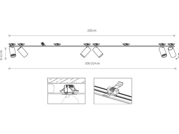 Nowodvorski hvit loftspot Mono 7687 retningsstyrt metall for stue