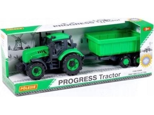 Polesie traktor “Progres” med tilhenger grønn i eske 91284