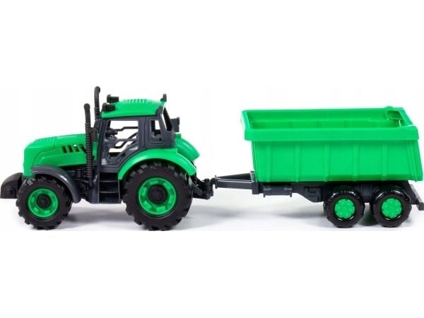Polesie traktor “Progres” med släp grön i kartong 91284