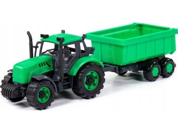 Polesie traktor “Progres” med släp grön i kartong 91284