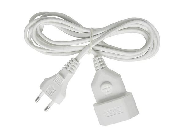 brennenstuhl H03VVH2-F 2x0.75 - Jatkojohto verkkovirralle - IEC 60906-1 (naaras) - Europlug (uros) - 3 m - litteä - valkoinen