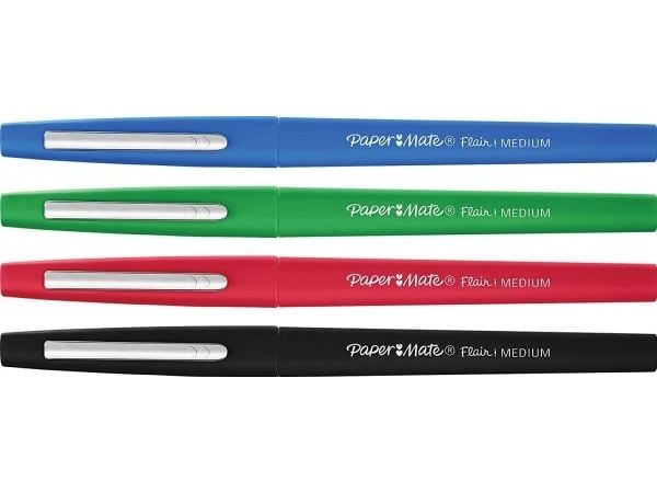 Papermate Flair, Medium, 4 farger, Sort, Blå, Grønn, Rød, Projektil spiss, 1 mm, Sort, Blå, Grønn, Rød