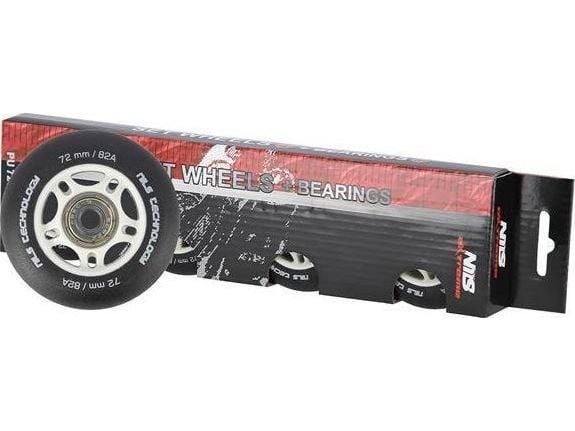 Nils Extreme PU 72x24 82A svart matt (4 stk.) + ABEC-9 (8 stk.) sett