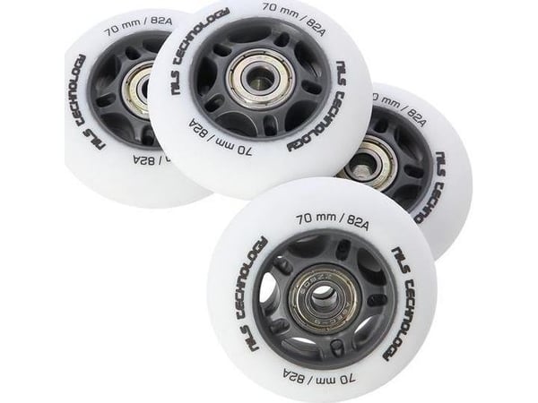 Nils Extreme PU 70x24 82A matt hvite (4 stk) + ABEC-9 (8 stk) sett