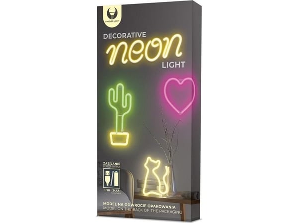TelForceOne Neon LED GREY varmhvit flaggermus + USB FLNEO9 Forever Light