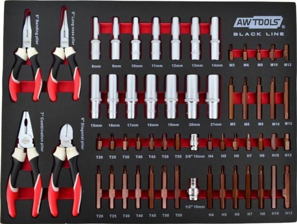 Verktygsvagn AWTools 6 lådor med utrustning (AW15100)