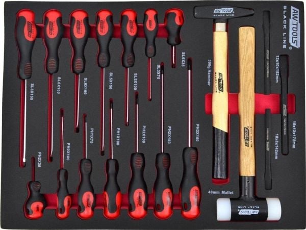 Verktygsvagn AWTools 6 lådor med utrustning (AW15100)