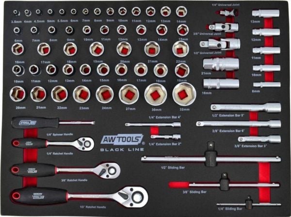 Verktygsvagn AWTools 6 lådor med utrustning (AW15100)