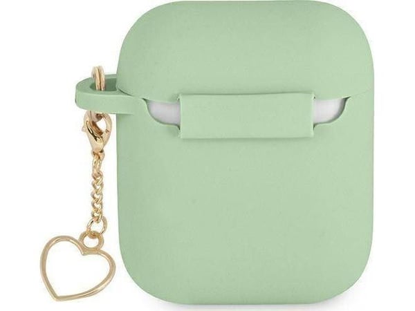 Guess beskyttelsesetui i silikon Charm Heart Collection til AirPods grønn