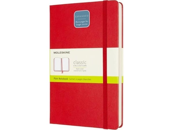 Moleskine Notes MOLESKINE Classic L (13x21 cm) slät, hårt omslag scarlet red 400 sidor röd