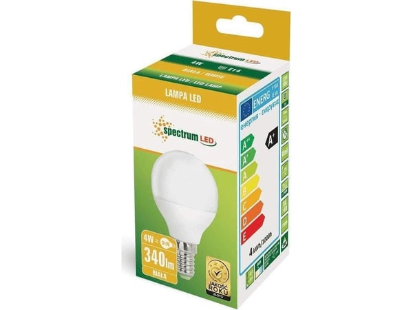 Spectrum LED-pære LED kule E14 230V 4W nøytral NW SPECTRUM