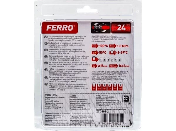 Ferro termostaattinen yhdistelmäkulma, musta