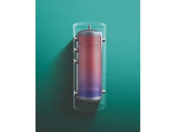 Vaillant 45 litran puskurisäiliö lattia- tai seinäasennukseen. 6 x 1 1/4" liitäntää kuumaa vettä varten. 6 x 1 1/4" liitäntää kuumaa vettä varten