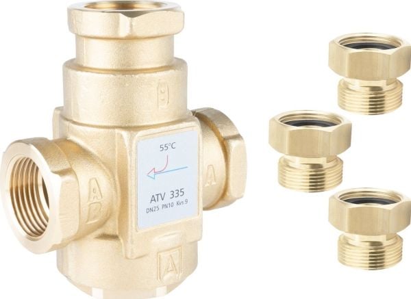 Afriso temperaturventil ATV 335, DN25, Rp1", Kvs 9, 55°C