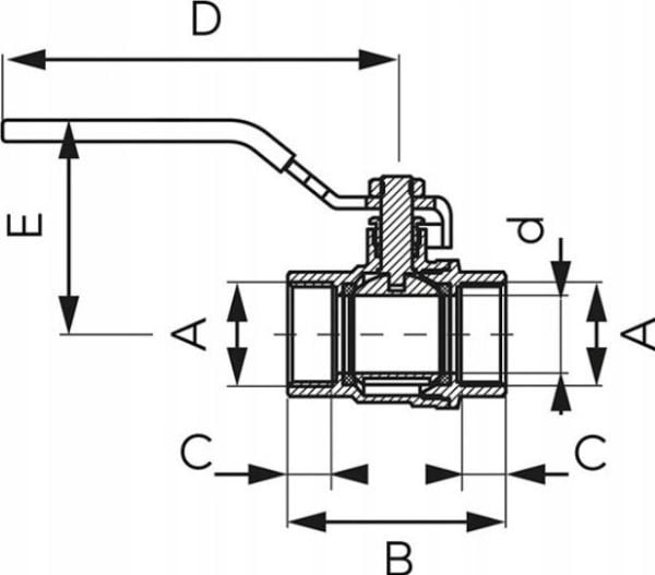 Ferro kuleventil vann med håndtak 1 1/4" innv.-gjenger, F-POWER // ZKW-32-WW-R-FER-POWER