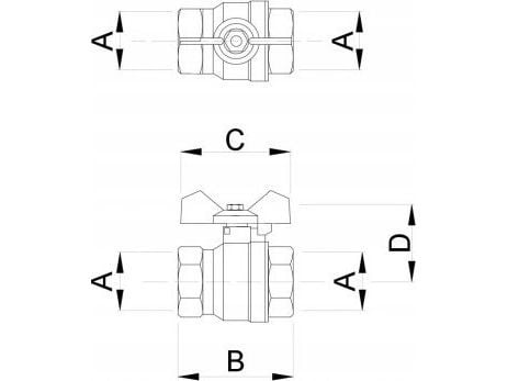 Hydroland kuleventil for vann TYTAN 1/2" sommerfugl N/W // ZKW-15-WN-M-H-TYTAN