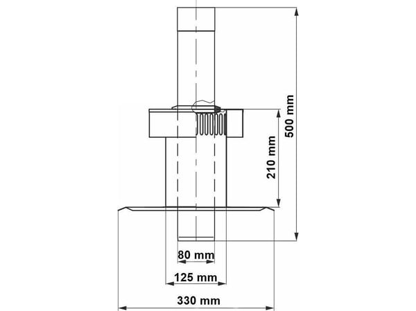 SpiroFlex 80/125 vertikal avslutning (NV) med takplate - rustfritt