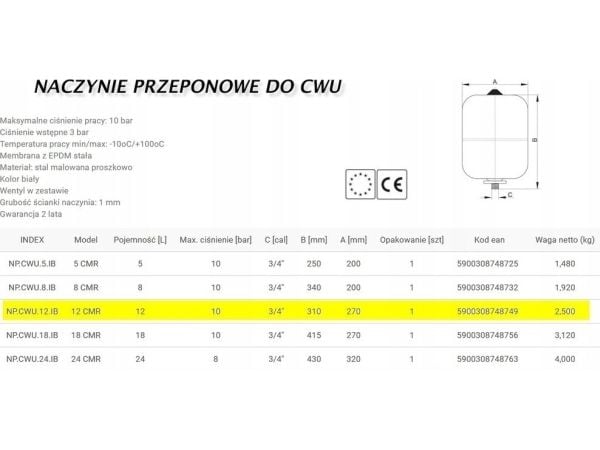 Hydroland membranbeholder til c.w.u. IBAIONDO 8 l (NP.CWU.08.IB)